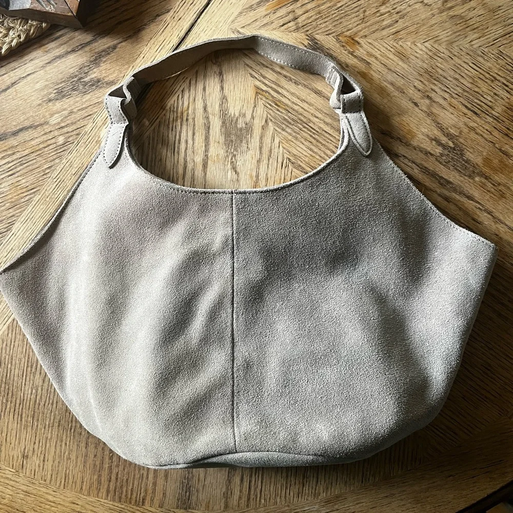 M.I.L.A stone Gray Suede shoulder Bag